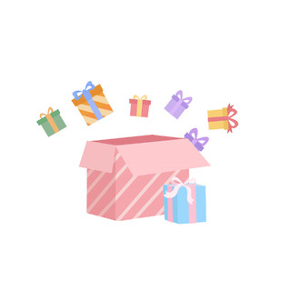 粉色卡通礼物元素GIF动态图礼物盒元素
